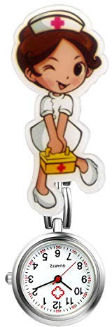 Avaner Reloj de Pulsera de Acero Inoxidable con Clip de Solapa Colgante Reloj de Enfermera de Cuarzo analógico con Segunda Mano, Plata-C, Movimiento de Cuarzo