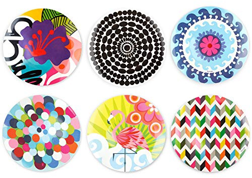 French Bull Melamin-Teller, 6-teiliges Set, Melamin-Geschirr, Servierplatte, Party, Platte, Teller (22,9 cm Salatteller, sortiert)