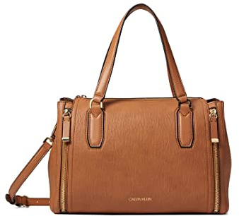Calvin Klein Reyna Novelty Satchel, Caramel, One Size
