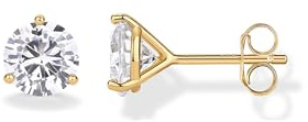 PAVOI 14K Yellow Gold Plated 925 Sterling Silver Cubic Zirconia Stud Earrings for Women - Round 7.5mm
