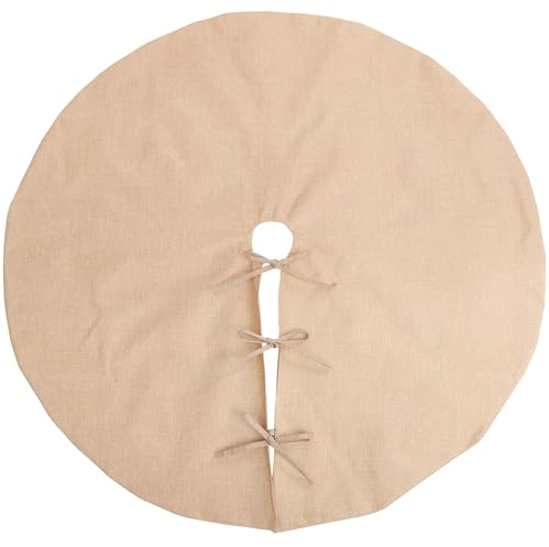 Amosfun 48 Inches Linen Christmas Tree Skirt - Simple Burlap Plain Rustic Xmas Carpet for Holiday Decorations - Rural Style