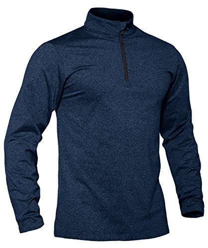 TACVASEN Mens Quarter Zip Fleece Lined Golf Shirts Lightweight Long Sleeve