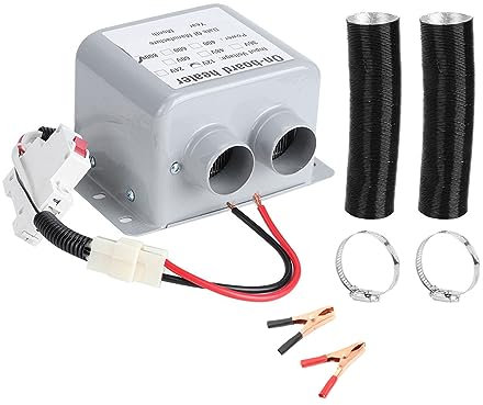 Wakects Riscaldatore Elettrico per Auto, 12 V 800W Riscaldamento Invernale a 2 Fori Sbrinatore di Sicurezza ad Alta efficienza Demister per Campeggio, Sbrinamento in Vetro