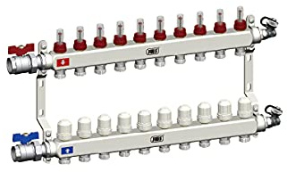 Heizkreisverteiler 2-12 Heizkreise Stellantrieb Fußbodenheizung manueller Entlüfter, Heizkreise:10 Heizkreise