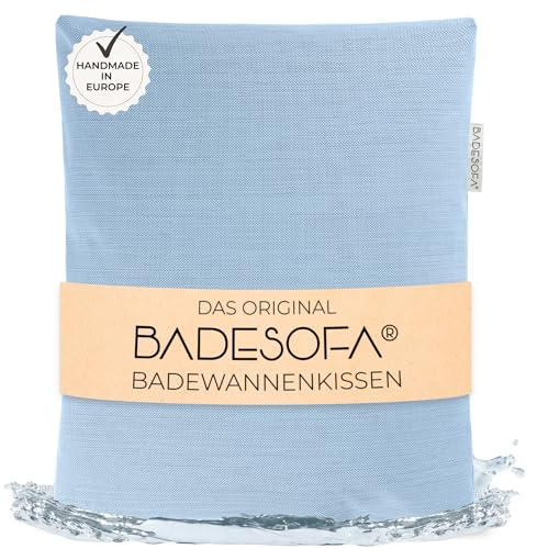 BADESOFA Badewannenkissen Large in Blau | Premium Badekissen, Handgefertigt in Europa, Waschbar & Schnelltrocknend, Zubehör Kissen für breite, hohe Badewannen
