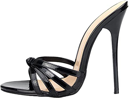 13CM/5.12IN Moda Donna Sexy passerella Tacco Alto di Grandi Dimensioni Sandalo Court Shoes Ladies Tacchi Alti Sexy Pole Dancer Stripper Tacco a Spillo Sandali da Festa,Nero,44 EU