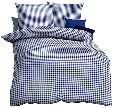 Kaeppel Biber Bettwäsche Vichy Karo blau 1 Bettbezug 155 x 220 cm + 1 Kissenbezug 80 x 80 cm