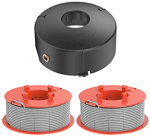 FUSHUI 2 Stück Rasentrimmerspule und Abdeckung, F016L71088 und F016800175, Autofeed Spule und Schnur, Rasentrimmerfaden Ø1,6 mm, kompatibel mit Bosch Art 23 26 30 Trim Rasentrimmer