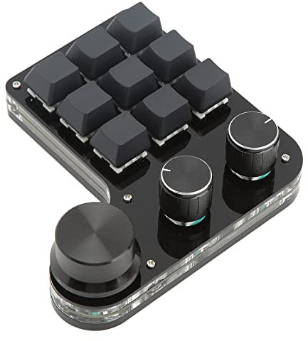 Mini Teclado para Juegos 9 Teclas, Teclados Programables con una Sola Mano con Retroiluminación RGB y 3 Perillas, Compatible con Ventana, Fácil de Usar