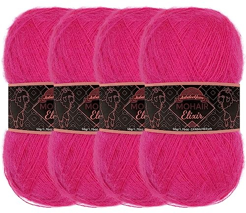 JubileeYarn Stickgarn, Mohair Elixir, 50 g/nystan babyull, mix, kerub, 4 nystan