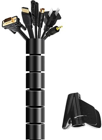 guaina cavi Diametro 22 mm - Lunghezza 3 m Raccogli cavi Copri cavi elettrici per ufficio e casa TV/computer/audio Cable management nascosta cavi- nero Può essere tagliato fai da te