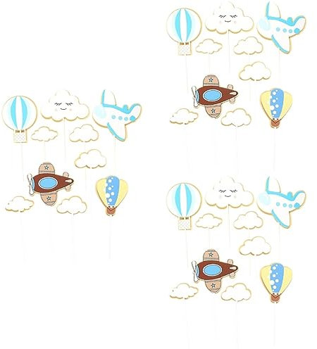 ABOOFAN 3sets Lovely Paper Cake Decorative Picks Birthday Cake Toppers Set for Party Kid's Day Decorations 20pcs*3