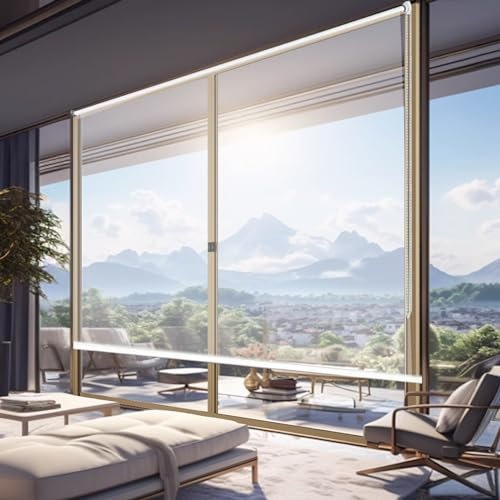 Zlovne Transparent Wasserdichtes Roll-Up-Rollo,Durchsichtige Rollos,winddichter Vorhang aus Kunststoff,Terrasse Pergola Rollos,Dicker 0,5 mm Außenrollo Seitenrollo UV-Schutz (W120xH210cm/W47 xH83)