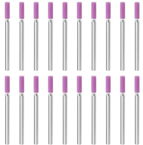 ECSiNG 20pcs Meules Rotatives Foret de Pierres de Meulage en Corindon Rouge Set d'accessoires pour Le Meulage de Scies Electriques Diamètre de Pierre 3mm