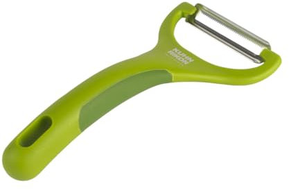 Kuhn Rikon Green Piranha Y Pelador con hoja de acero inoxidable Pelador de verduras afilado