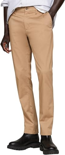 Tommy Hilfiger Uomo Pantaloni Chino Bleecker Printed Structure Slim Fit, Beige (Safari Canvas), 40W/34L