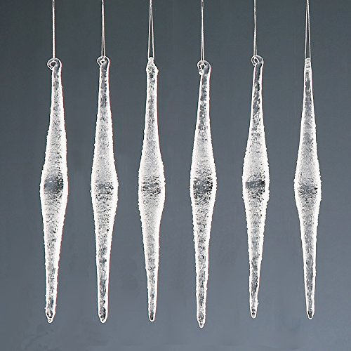 Christbaumschmuck aus Glas (6 mattierte Diamant-Eiszapfen 1302)