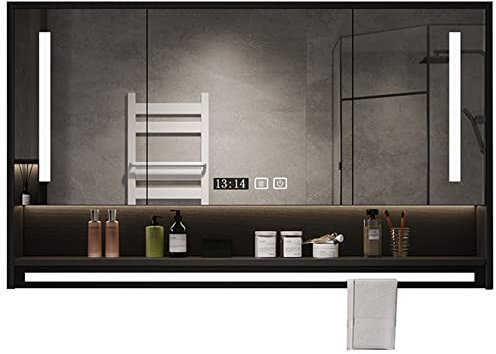 Muebles de baño de 3 Piezas, Mueble de tocador Debajo del Fregadero, gabinete de Almacenamiento montado en la Pared con cajón abatible y Estante Abierto, Espejo, gabinete, Fregadero Incluido (Color: