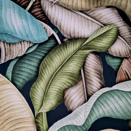 Stoff Baumwolle Meterware Big Leaves Blätter Dekostoff Digitaldruck edel prächtig