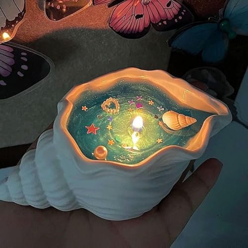 Jiimhte Vela de concha marina, velas de concha de caracola, velas perfumadas naturales hechas a mano, vela de gel de cera de soja, velas decorativas de larga duración para el hogar con fragancias de