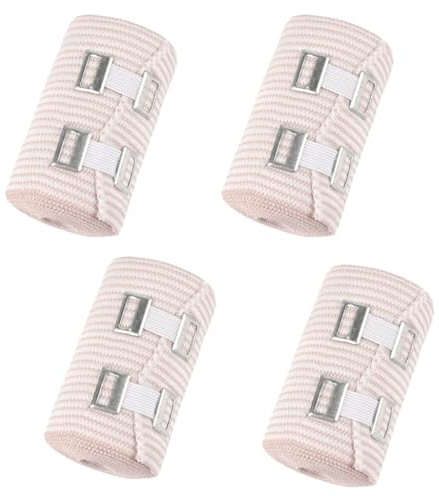 Vdaxvme Lot de 4 rouleaux de bandes de compression élastiques avec crochet pour les entorses de bras, jambes, chevilles et poignets