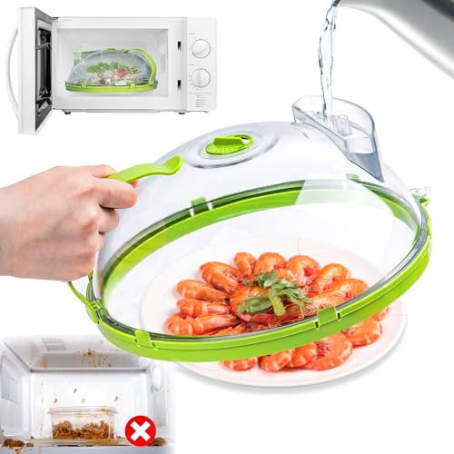 Omagie Mikrowellen Abdeckung Mit Griff Wasserdampfer 26cm Microwellenabdeckungen Abdeckhaube Mikrowelle Mikrowelle Abdeckhaube,Bpa-Free Abdeckhaube Mikrowelle Mit Umleitungsrinne Geschenke FüR Mama