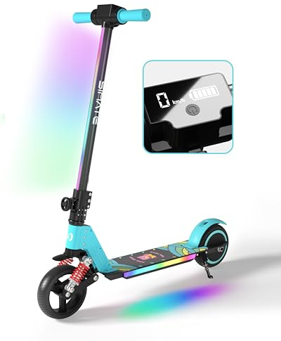 E-RIDES Elektroroller Kinder ab 6-12 Jahren,E Scooter mit Bunter Regenbogenlicht,5-8KM Reichweite,Faltbarer Elektro Scooter Kinder,130W Elektroscooter, Jugendliche