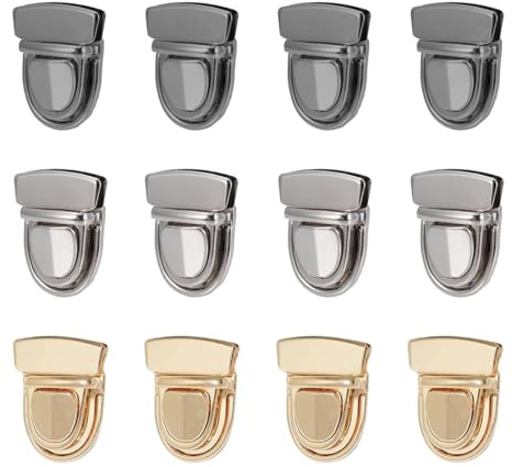 12Stück Tuck Lock, Verschluss Schloss für Tasche, Tuck Lock, Geldbörse Push Lock Sets,Taschenverschluss Metall,Mappenschloss, Portemonnaie Verschluesse, für Tasche Portemonnaie Geldbörse Ledertasche