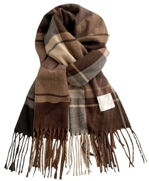 Große Damenhut für Damen, Outdoor, modisch, lässig, vielseitig einsetzbar, warm, Winterschal, karierter Schal für Damen