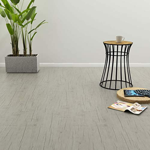 ShGaxin PVC Laminat Dielen Selbstklebend, Fliesenfolie, Laminatboden, Küchenrückwand Folie, Bodenbelag Selbstklebend, Wandverkleidung, Deckenpaneele, 4,46 m² 3 mm Eiche gewaschen