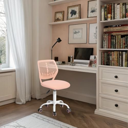 FurnitureR Tonåring, höjd justerbar armlös task, färgglad studie för hem och dator, ergonomisk och svängbar kontorsstol, 40,5 x 44 x 87 cm, rosa, metall, 44 x 40 x 87 cm