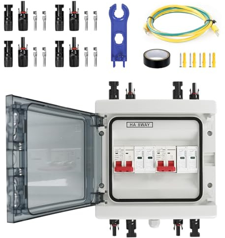 Protezione da Sovratensione PV Solare, Scaricatore di Sovratensione DC | 40A/500V, 2 In 2 Out Interruttore Automatico DC Protezione Contro I Fulmini, IP65 Impermeabile