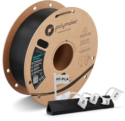 Polymaker HT-PLA Hochtemperatur-PLA-Filament für 3D-Druck, hitzebeständig bis 130 °C, einfach zu drucken, funktioniert mit den meisten FDM-Druckern, 1 kg Spule, Schwarz