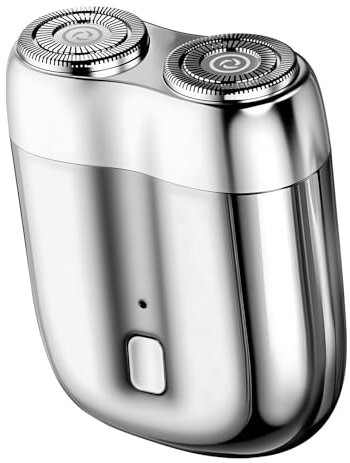 LOPHE Mini Rasoio Elettrico, Rasoio Elettrico da Uomo con Rasoio Testa Magnetiche & Porta di Carica USB-C, IPX6, 7000 RPM, Rasoio Elettrico Uomo da Viaggio, Argento