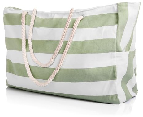 Strandtasche XXL Badetasche Strandtasche mit Reißverschluss Schwimmbad Tasche Schmutz- & Wasserabweisend Familie Einkaufstasche Faltbar Umhängetasche Tragetasche Reisetasche Saunatasche Shopping Bag