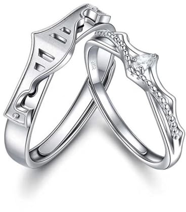 Anillo de compromiso con alianza de boda, anillo de plata de ley, corona única S925, ajustable, moda para parejas, hermanas, joyería de Navidad, Adjustable, Plata de ley 925