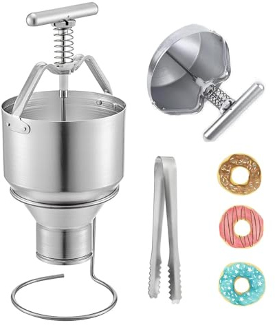 Machine à beignets manuelle professionnelle, distributeur de pâte à beignets avec 6 vitesses réglables en largeur, 5 L en acier inoxydable pour une formation uniforme des beignets