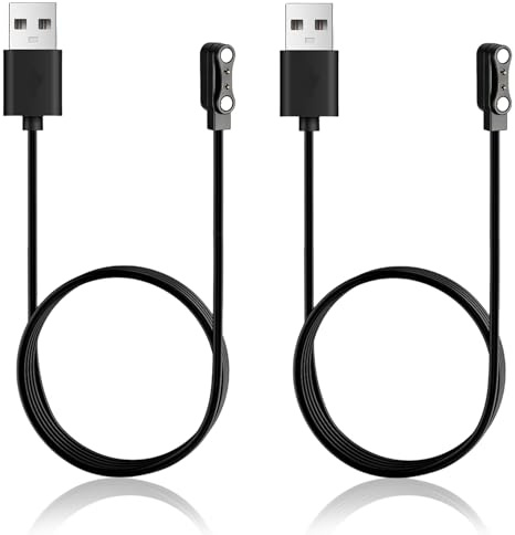 2 Pièces Universel Chargeur pour Montre Connectée, Câble Magnétique USB 2 Broches 4mm, Charge Rapide et Sécurisée, Compatible avec Montres Intelligentes et Trackers, Portable