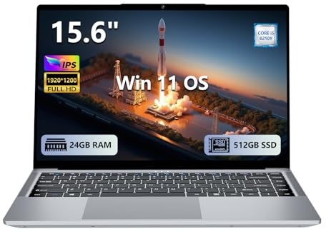 Ordenador Portátil 15,6 Pulgadas con Core i5 8210Y Procesador, Win 11 PC Portátil 24GB RAM 512GB SSD, Laptop 1920*1200 FHD IPS Pantalla, Computadora Portátil con WIFI5 BT5.0 Mini-HDMI Type-C USB3.0