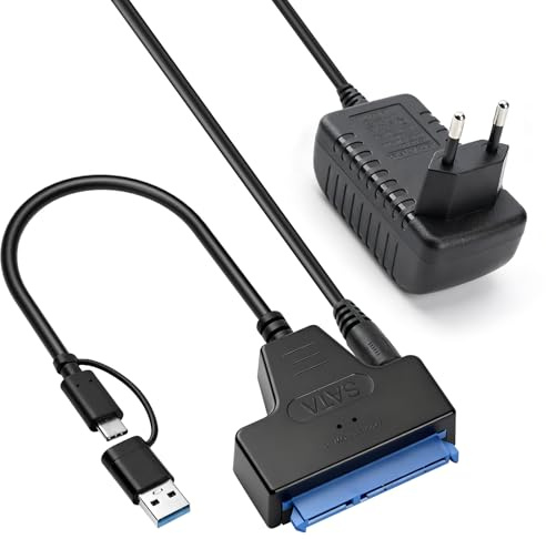 Leikedun SATA USB Adapter, 2-in-1 USB-C/USB 3.0 auf SATA Festplattenadapter für 2,5/3,5 Zoll SSD/HDD Festplatten Adapter mit 12V 2A Netzteil Kompatibel mit Windows, Mac und Linux