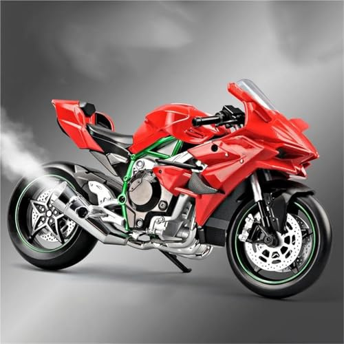 HFMXZHI Modello in scala di moto Giocattoli Sonori E Luminosi 1:9 Per KAWASAKI H2 H2R, Modello Di Moto Da Corsa In Lega, Pressofuso, Collezione In Miniatura, Regalo(Red)