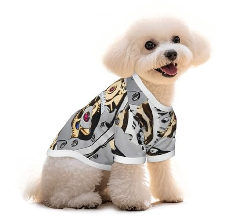 Cool Steampunk Gears Printed Everyday Soft Cotton Dog Short Sleeve T-Shirt For Chihuahuas & Teacup Puppies & Small Dogs Breeds Stretchy Cat Outfit
