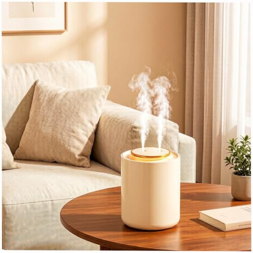 1500ML Bedroom Humidifier, Mini Portable USB Rechargeable Humidifier with Night Light, Auto Shut Off & Quiet Operation, Ideal for Home Office Travel