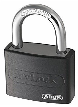 ABUS Vorhängeschloss T65AL/40 myLOCK - individuell beschreibbar - Spindschloss - massiver Aluminium-Schlosskörper - ABUS-Sicherheitslevel 5 - Schwarz