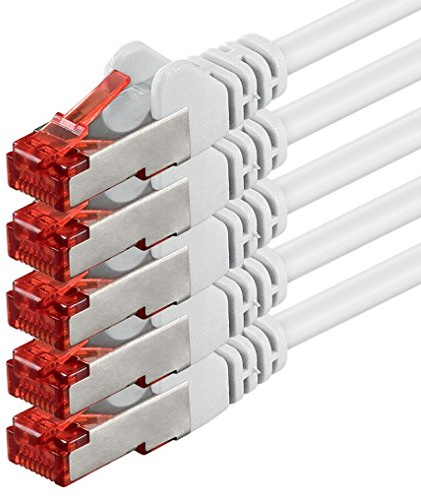 5x 0,25m - Cat 6 Netzwerk-Kabel Patch-Kabel Cat6 RJ45 SFTP - Weiß