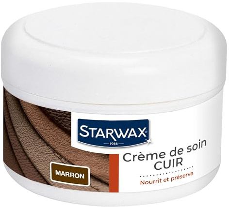 STARWAX - Crème de Soin Cuirs Colorés - Nourrit, Préserve la Souplesse et La Brillance - Hydrate en Profondeur - Ravive la Teinte - Teinte Marron- Fabriqué en France - 150ml