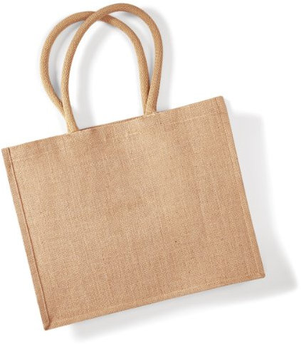 Westford Mill Klassische Jute-Einkaufstasche, Farbe: Natur/Fuchsia, Größe: O/S