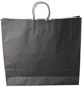 Papiertragetaschen mit Kordel extra groß 54 + 14 x 50 cm (50 Stück, SCHWARZ)