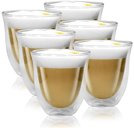 3X Delonghi Cappuccino Kaffee 2er Doppelwandiges Thermoglas