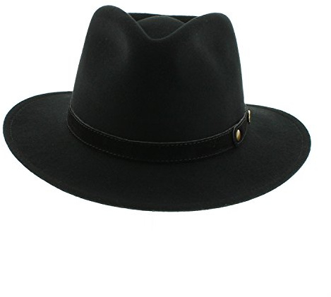 votrechapeau - Chapeau Fedora - Feutre Pliable et imperméable - Pétrus - Noir - Tour de tête 55